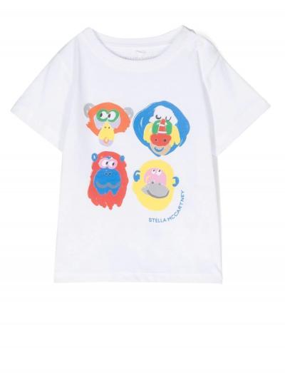 monkey-print cotton T-shirt