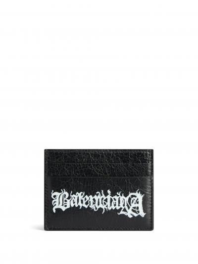 logo-print leather cardholder