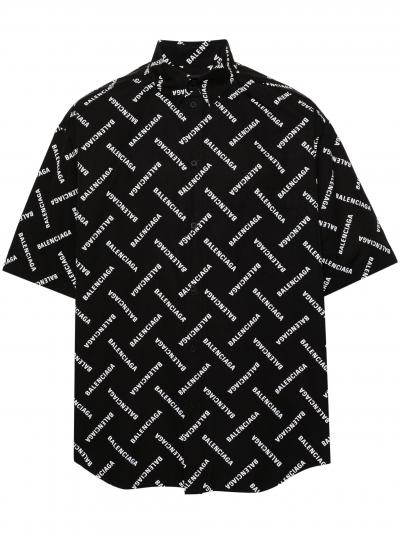 logo-print poplin shirt