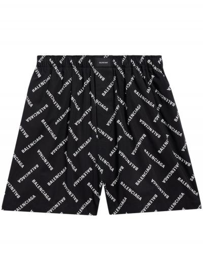 Balenciaga black shorts with logo pattern