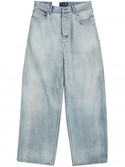 Denim Size Sticker mid-rise wide-leg jeans