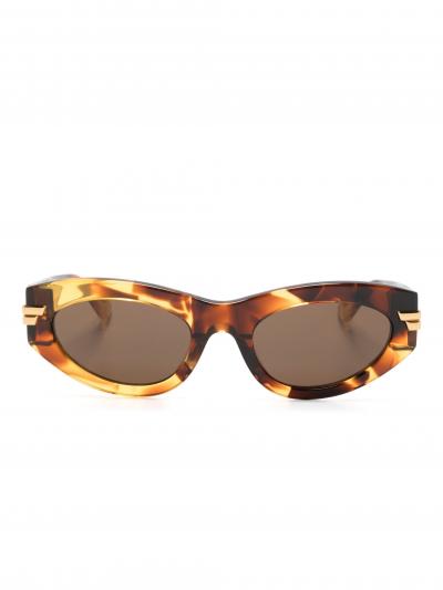 tortoiseshell-effect oval-frame sunglasses