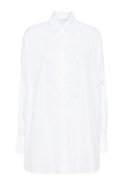 floral-lace cotton shirt