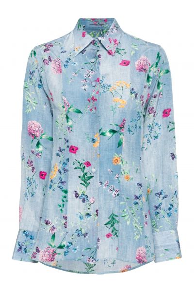 floral-print silk shirt