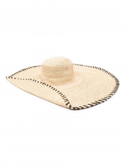 whipstitch-detailing raffia hat