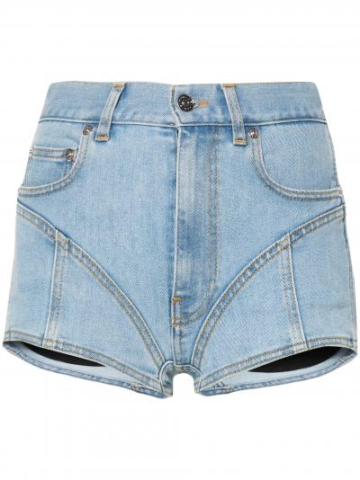 panelled denim shorts