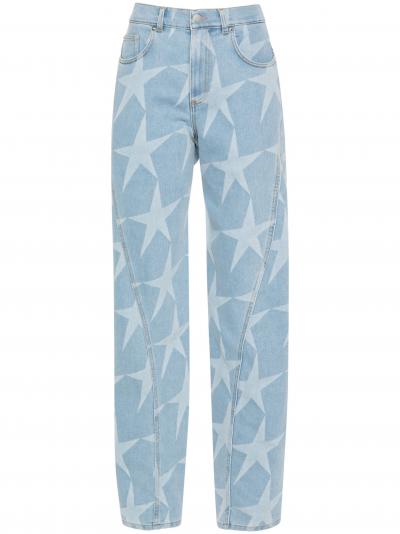 star-print low-rise tapered jeans