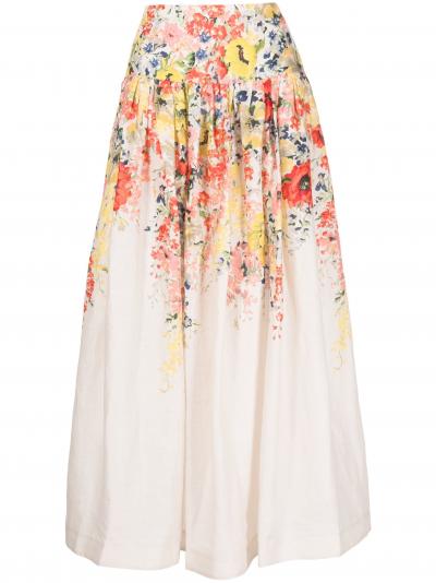 Alight floral-print linen skirt