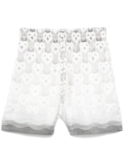 heart-monogram silk shorts