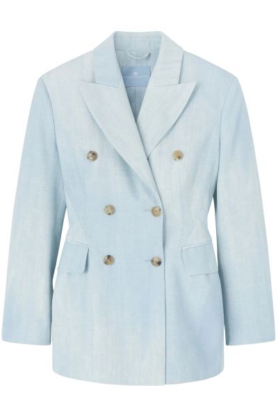 denim-print blazer