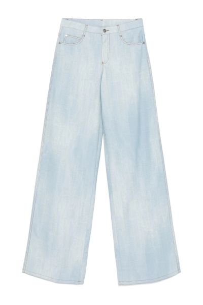 marocain denim-print trousers