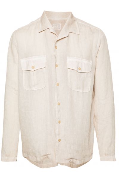 Notched-collar linen shirt