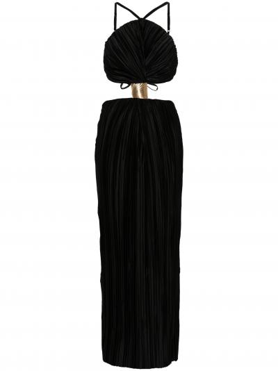 Mitra pleated gathered gown