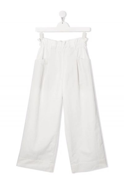 TEEN belted high waisted trousers white