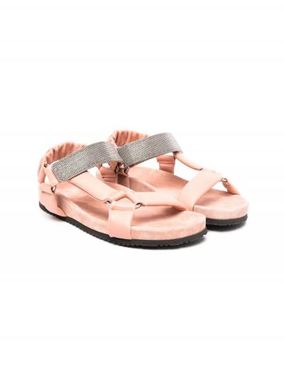 silver-studded touch-strap sandals