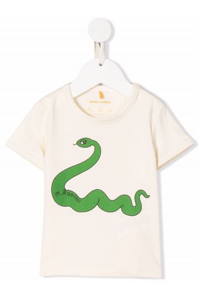 Snake-print organic-cotton T-shirt