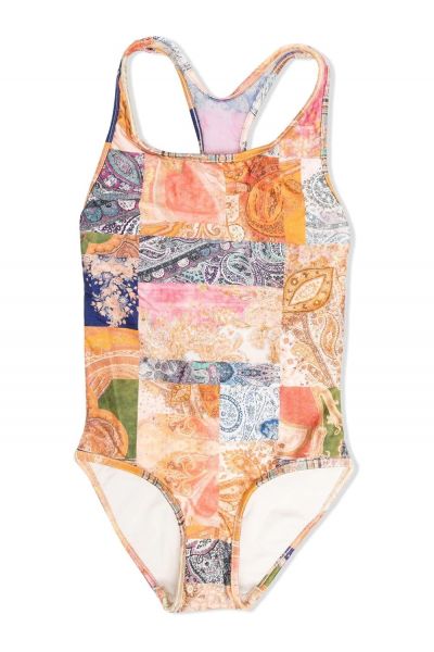 patchwork paisley-print swimsuit