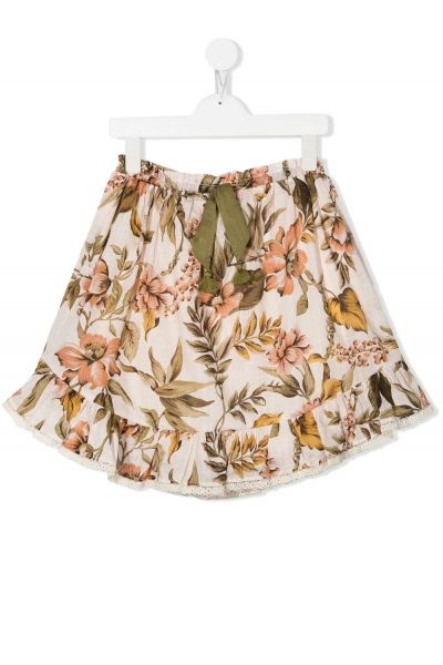 Anneke floral-print flounce skirt