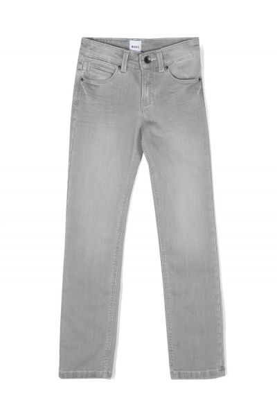 embossed-logo straight-leg jeans