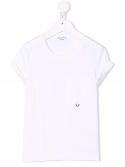 White cotton patch-pocket cotton T-shirt