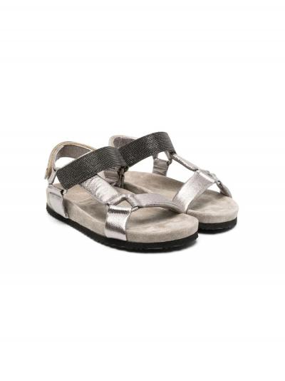 metallic-effect touch-strap sandals