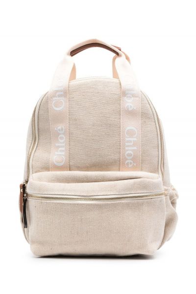 logo-strap multi-pocket backpack