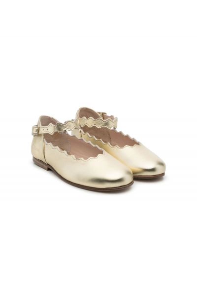 metallic scalloped-edge ballerina shoes