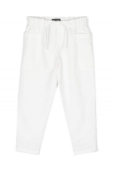plain cotton-linen track pants