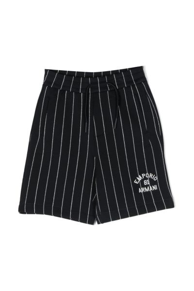 embroidered-logo striped shorts
