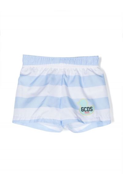 striped logo-print swim shorts