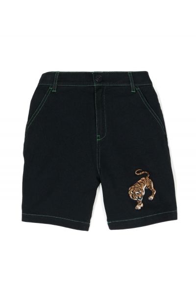 Tiger knee-length denim shorts