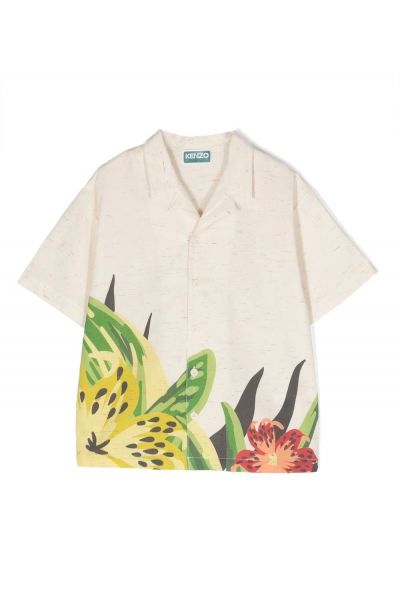 tropical-print cotton shirt