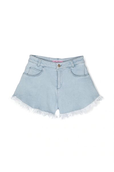 butterfly-detailing bleached denim shorts