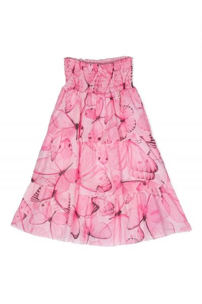 butterfly-print layered skirt