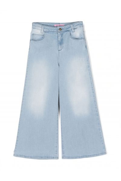 butterfly-print wide-leg jeans