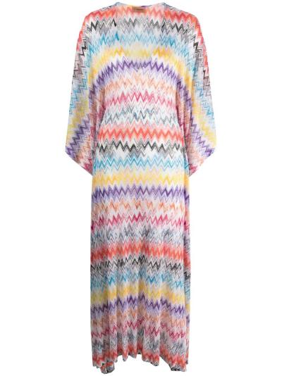 zigzag-pattern long-sleeve dress