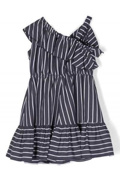 one-shoulder striped dress