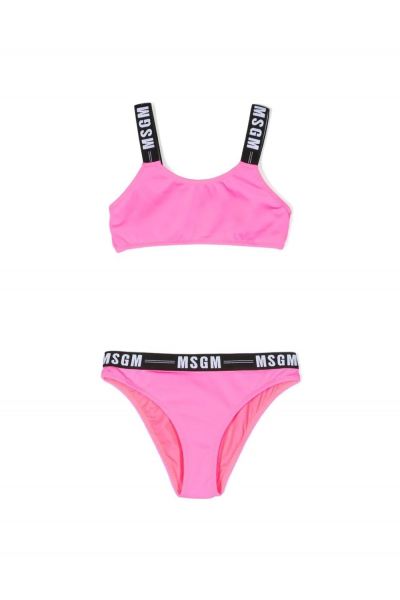 logo-print strap bikini set