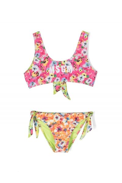 floral-print stretch bikini set