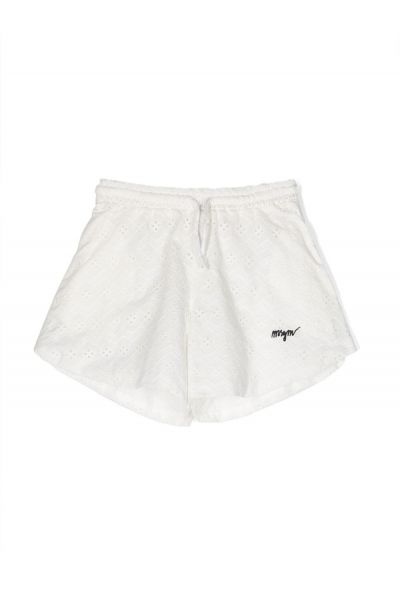 logo-embroidered broderie anglaise shorts