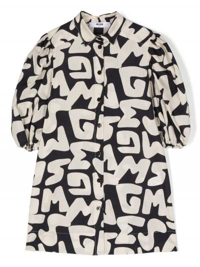 all-over logo lettering dress from MSGM Kids