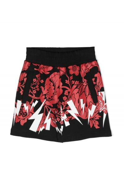 logo-print floral shorts