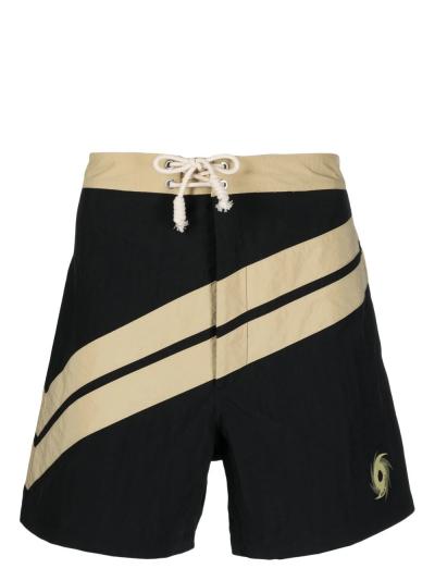 diagonal-stripe swim shorts