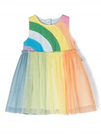 rainbow-striped tulle dress
