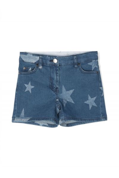 star-print denim shorts