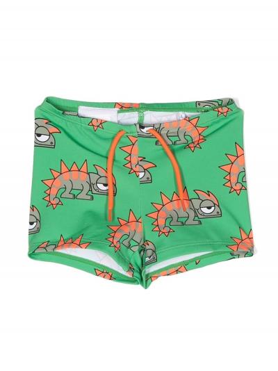 lizard-print drawstring swim shorts
