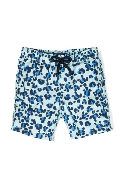 leopard-print swim shorts