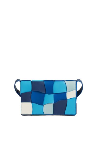 Cross/body bag in Intreccio leather with multicoloured wave pattern