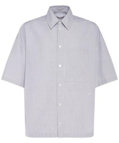 Striped Cotton Overshirt With BV Embroidery