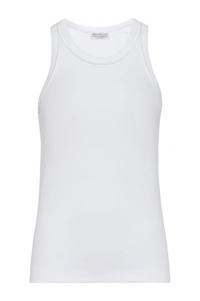 fine-ribbed cotton tank top